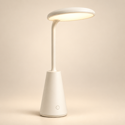 Greendailyes® Cream White LED Table Lamp with Oval Light Head – Minimalist Ambient Light for Desk, Bedside, and Home