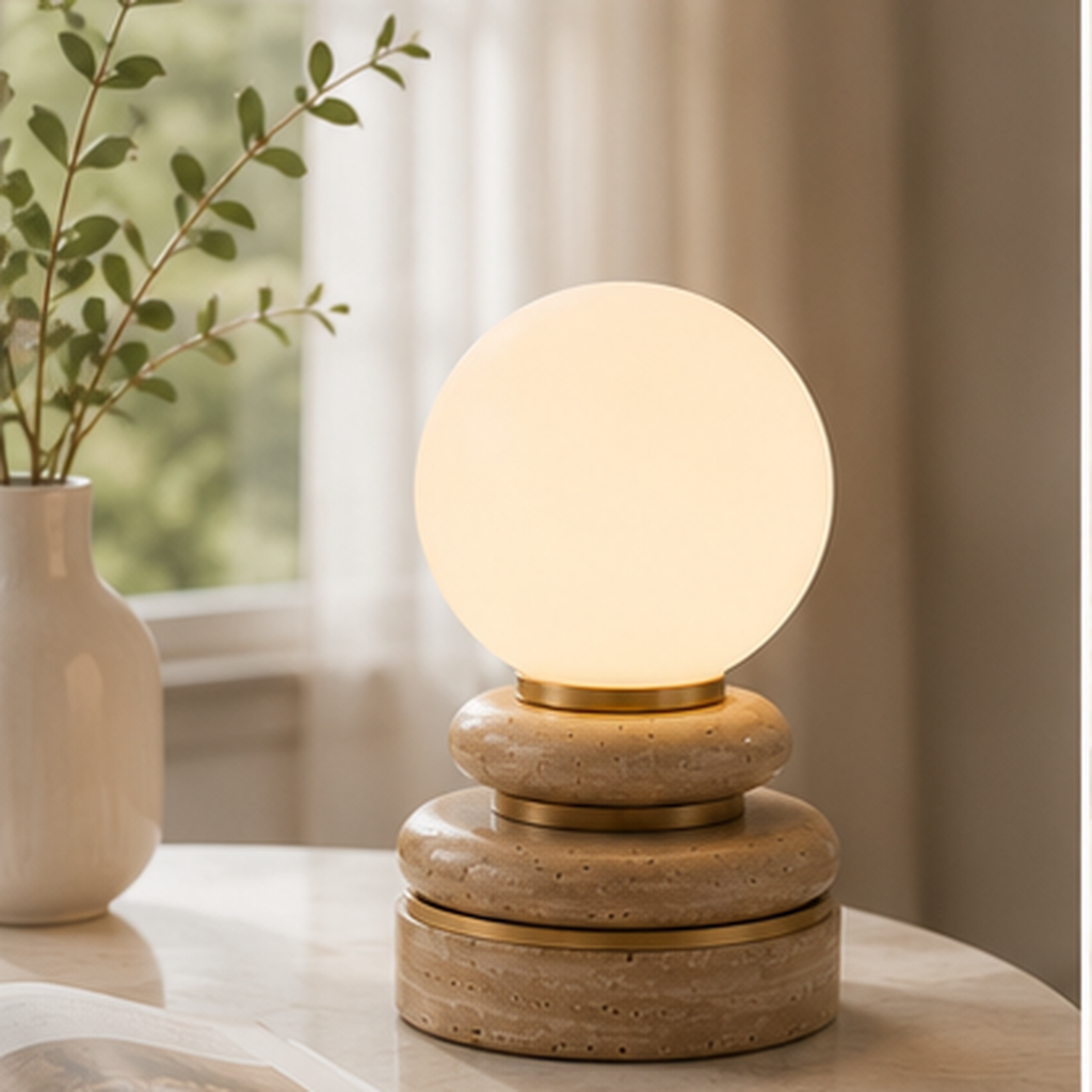 Greendailyes® Spherical Decorative Table Lamp – Warm Ambient Light with Layered Round Base