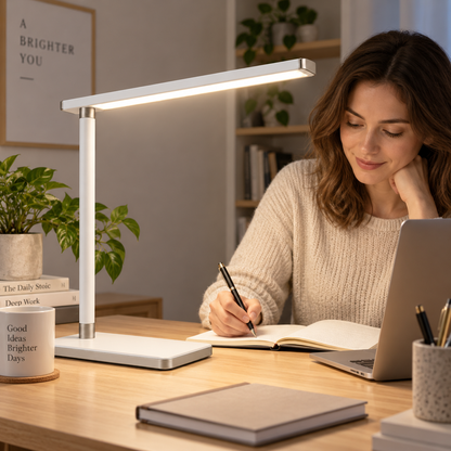 Greendailyes® Minimalist White LED Desk Lamp – Slim Task Light for Office, Home Office, and Reading Spaces