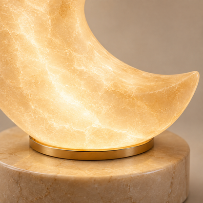 Greendailyes® Textured Crescent Moon Decorative Table Lamp – Warm Ambient Light