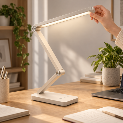 Greendailyes® Adjustable Cream White LED Desk Lamp – Modern Task Light with Touch Controls for Home Office and Reading