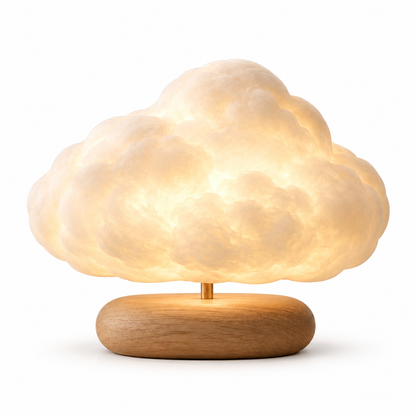 Greendailyes® Cloud-Shaped Lamp with Wooden Base – Decorative Ambient Light with a Warm Glow for Bedrooms and Living Rooms