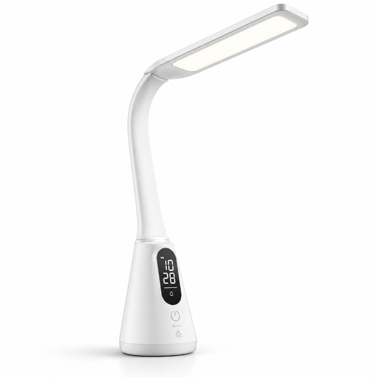 Greendailyes® Modern LED Desk Lamp with Digital Clock – Flexible Table Light with Display and Touch Controls