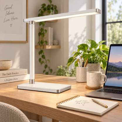 Greendailyes® Minimalist White LED Desk Lamp – Slim Task Light for Office, Home Office, and Reading Spaces