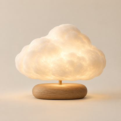 Greendailyes® Cloud-Shaped Lamp with Wooden Base – Decorative Ambient Light with a Warm Glow for Bedrooms and Living Rooms