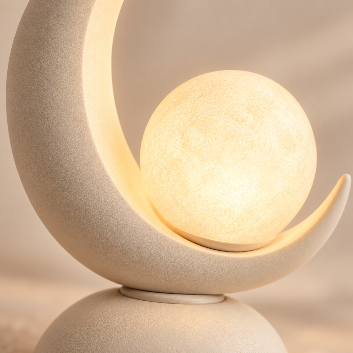 Greendailyes® Moon-Shaped LED Table Lamp with Glowing Orb – Decorative Night Light with Warm Ambient Glow