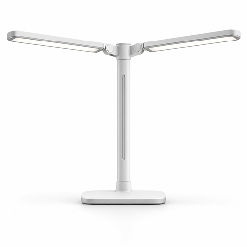 Greendailyes® White Dual-Head LED Desk Lamp – Wide Task Light with Adjustable Light Arms for Home Office and Study