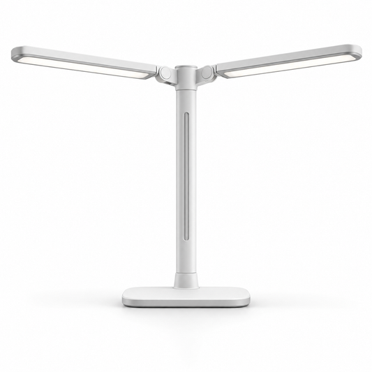Greendailyes® White Dual-Head LED Desk Lamp – Wide Task Light with Adjustable Light Arms for Home Office and Study
