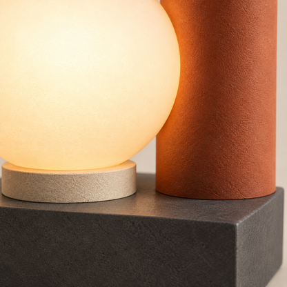 Greendailyes® Modern LED Table Lamp with Glowing Orb – Geometric Ambient Light in Warm Natural Tones