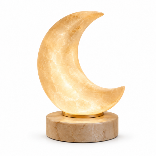 Greendailyes® Textured Crescent Moon Decorative Table Lamp – Warm Ambient Light