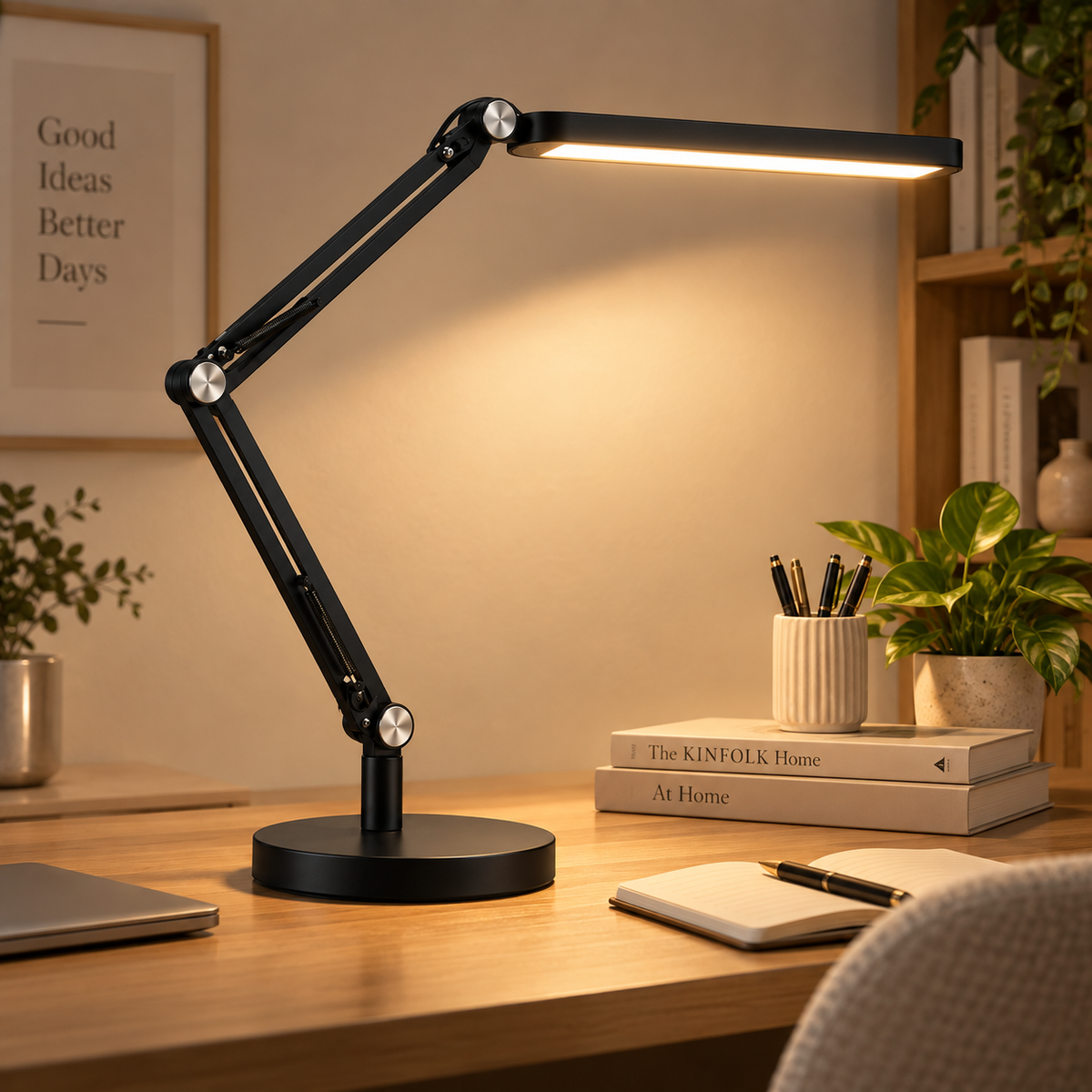 Greendailyes® Black LED Desk Lamp with Adjustable Arm – Flexible Task Light for Office, Home Office, and Reading Spaces