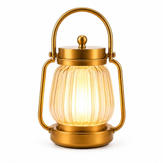 Greendailyes® Lantern-Inspired Ribbed Table Lamp – Warm Decorative Ambient Light