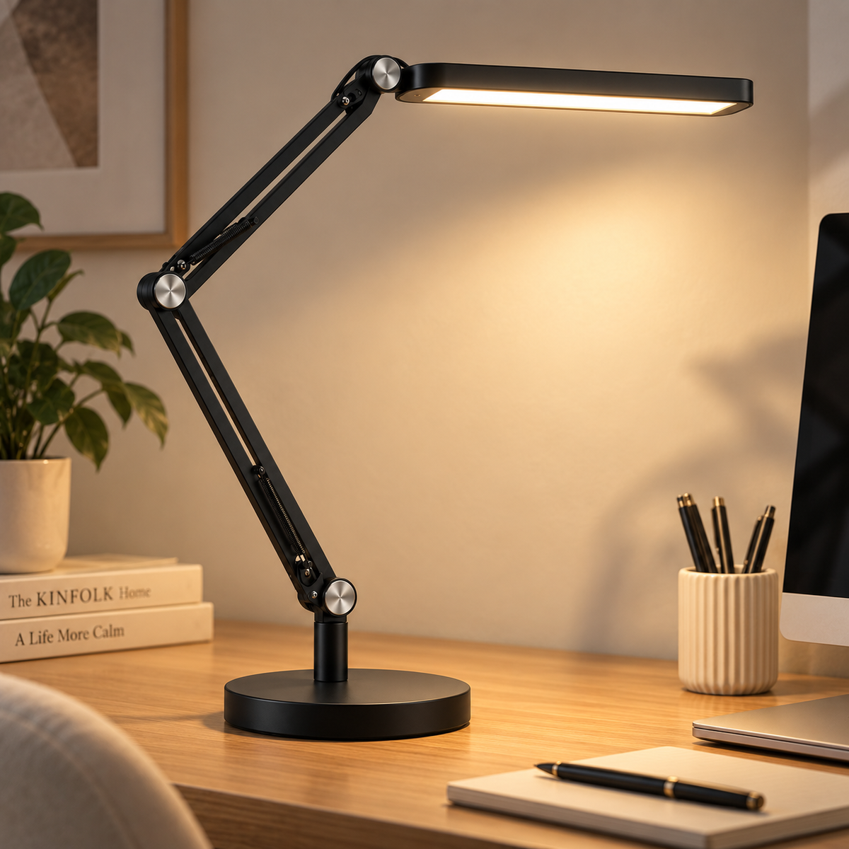 Greendailyes® Black LED Desk Lamp with Adjustable Arm – Flexible Task Light for Office, Home Office, and Reading Spaces