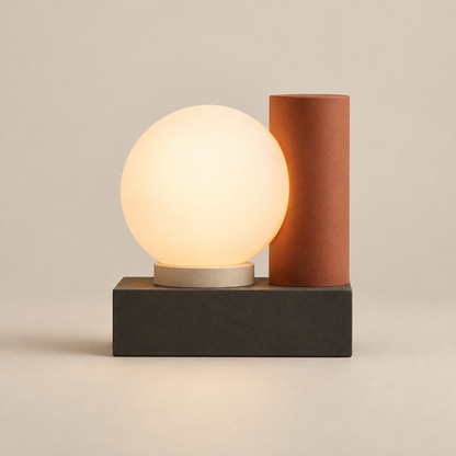 Greendailyes® Modern LED Table Lamp with Glowing Orb – Geometric Ambient Light in Warm Natural Tones
