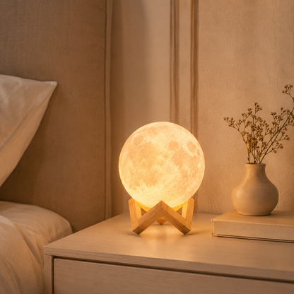 Greendailyes® Moon-Inspired Ambient Night Light with Wooden Stand