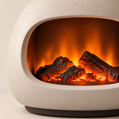 Greendailyes® Decorative Cream White LED Fireplace Lamp – Modern Ambient Light with a Cozy Flame Effect