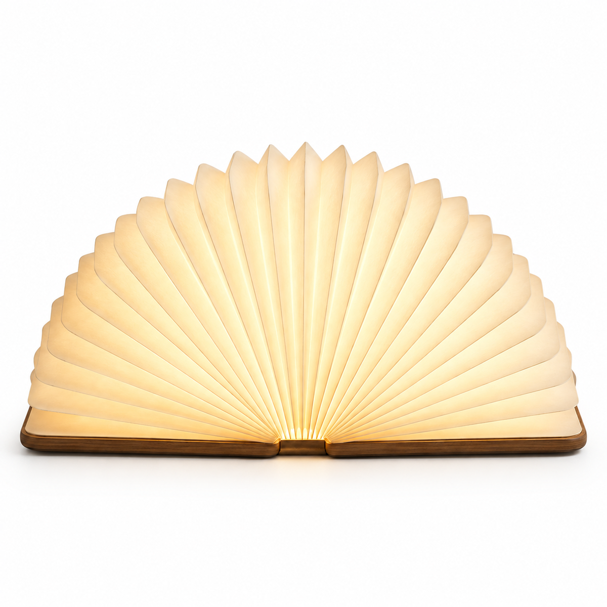 Greendailyes® Foldable Fan Lamp with Wooden Base – Decorative Ambient Light with a Modern Book-Inspired Design