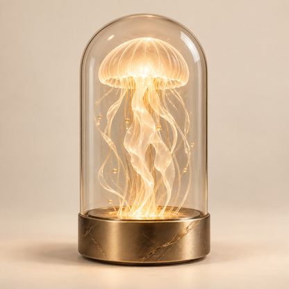 Greendailyes® Decorative Jellyfish Lamp Under Glass – Elegant Ambient Light with a Warm Glow for Living Rooms and Bedrooms