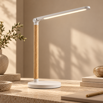 Greendailyes® Minimalist Wood-Style LED Desk Lamp – Modern Task Light for Home Office, Reading, and Study