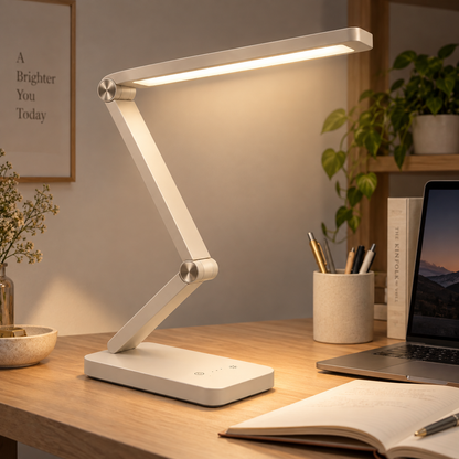 Greendailyes® Adjustable Cream White LED Desk Lamp – Modern Task Light with Touch Controls for Home Office and Reading