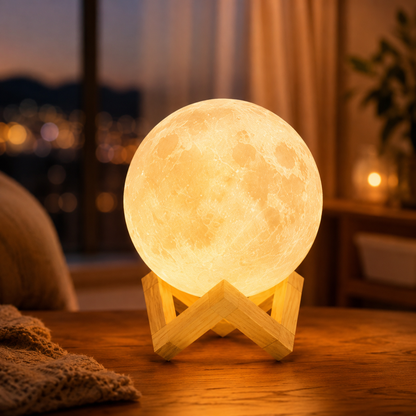 Greendailyes® Moon-Inspired Ambient Night Light with Wooden Stand