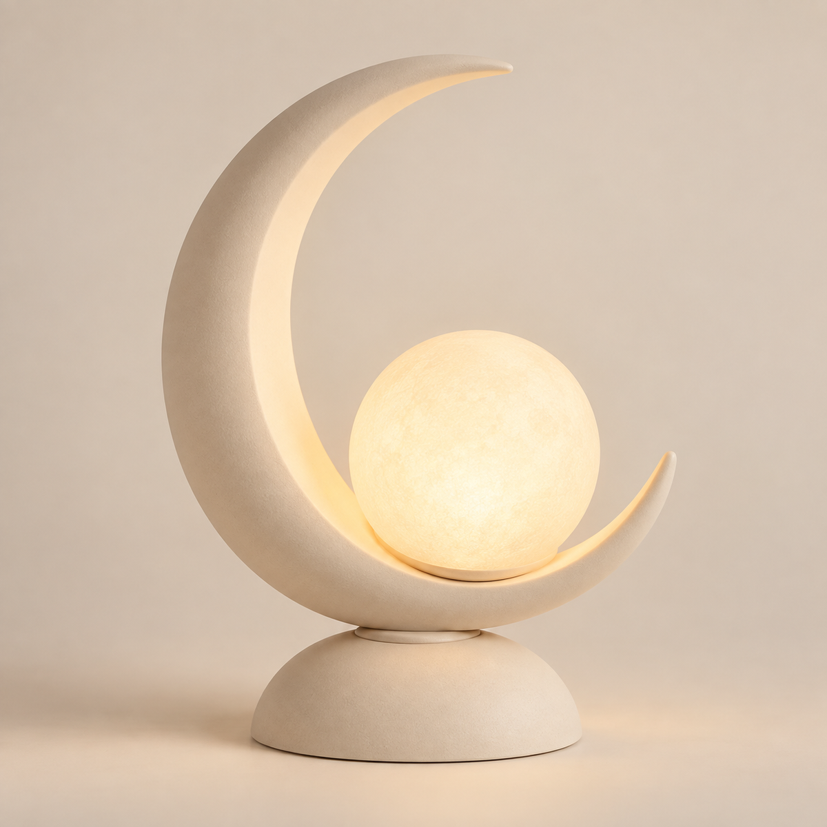 Greendailyes® Moon-Shaped LED Table Lamp with Glowing Orb – Decorative Night Light with Warm Ambient Glow