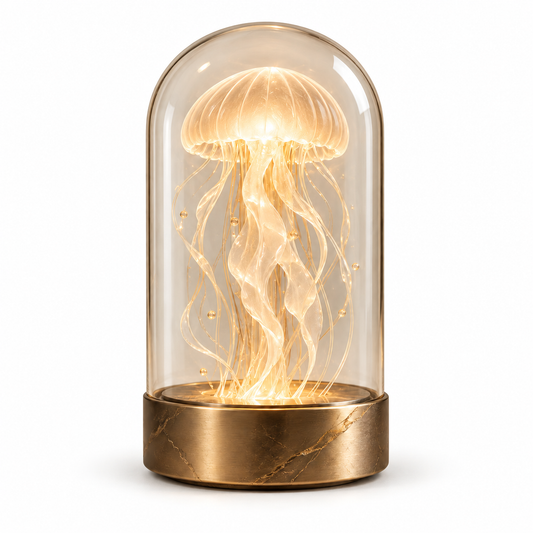 Greendailyes® Decorative Jellyfish Lamp Under Glass – Elegant Ambient Light with a Warm Glow for Living Rooms and Bedrooms
