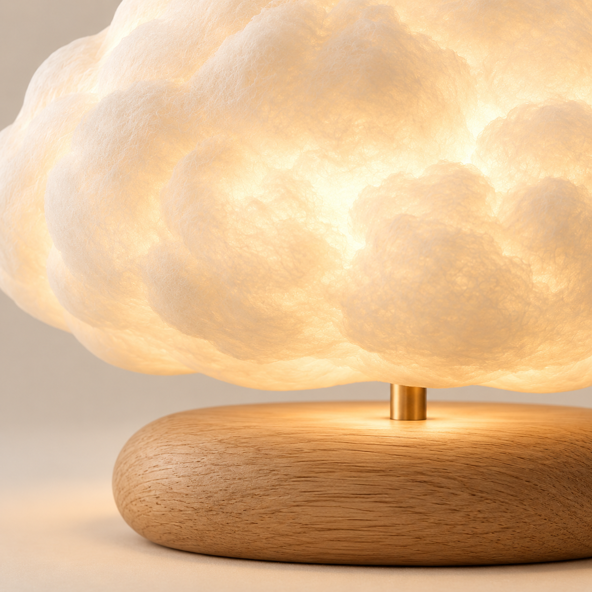 Greendailyes® Cloud-Shaped Lamp with Wooden Base – Decorative Ambient Light with a Warm Glow for Bedrooms and Living Rooms