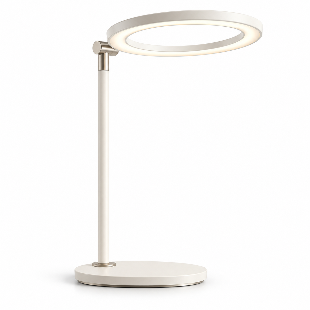 Greendailyes® Minimalist Cream White LED Ring Desk Lamp – Modern Task Light for Office, Reading, and Home Office