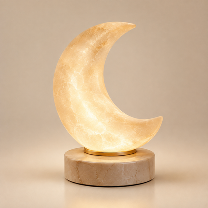 Greendailyes® Textured Crescent Moon Decorative Table Lamp – Warm Ambient Light