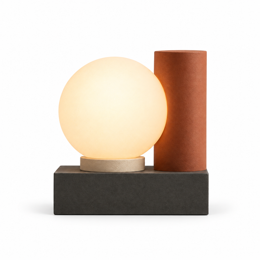 Greendailyes® Modern LED Table Lamp with Glowing Orb – Geometric Ambient Light in Warm Natural Tones