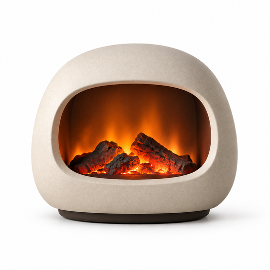 Greendailyes® Decorative Cream White LED Fireplace Lamp – Modern Ambient Light with a Cozy Flame Effect