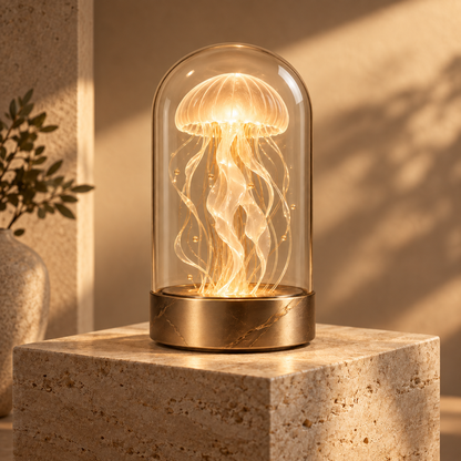Greendailyes® Decorative Jellyfish Lamp Under Glass – Elegant Ambient Light with a Warm Glow for Living Rooms and Bedrooms