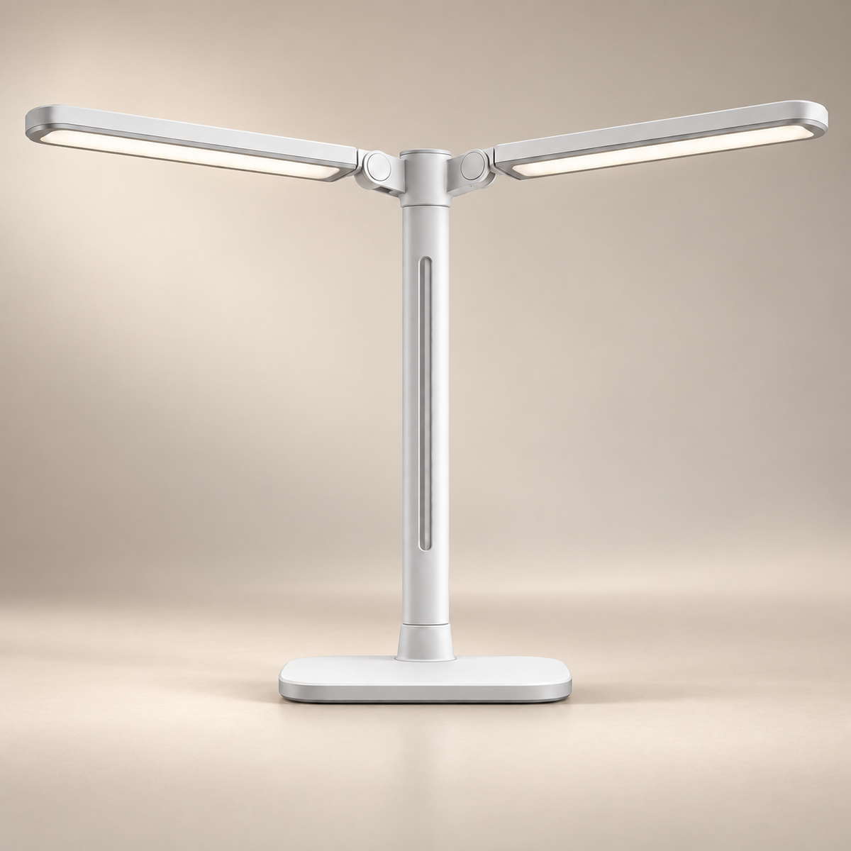Greendailyes® White Dual-Head LED Desk Lamp – Wide Task Light with Adjustable Light Arms for Home Office and Study