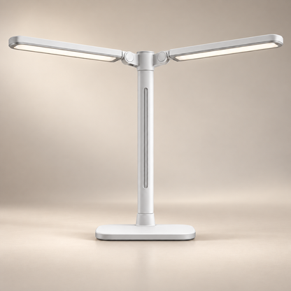 Greendailyes® White Dual-Head LED Desk Lamp – Wide Task Light with Adjustable Light Arms for Home Office and Study