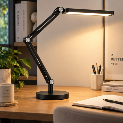Greendailyes® Black LED Desk Lamp with Adjustable Arm – Flexible Task Light for Office, Home Office, and Reading Spaces