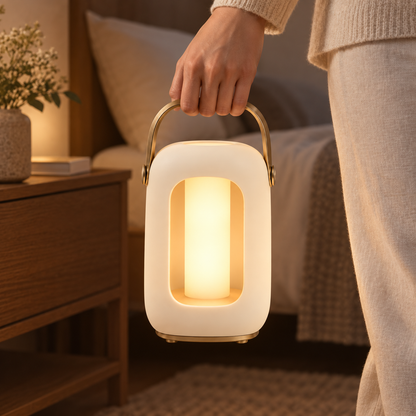 Greendailyes® Portable Cream White LED Lantern – Minimalist Night Light with Warm Ambient Glow